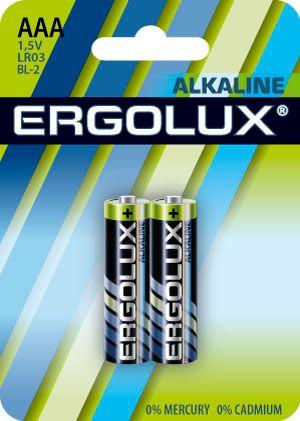 Элемент питания алкалиновый AAA/LR03 1.5В Alkaline BL-2 (блист.2шт) Ergolux 11743 (477257)