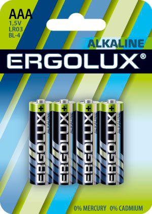 Элемент питания алкалиновый AAA/LR03 1.5В Alkaline BL-4 (блист.4шт) Ergolux 11744 (477258)