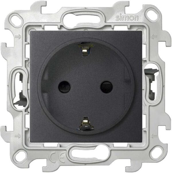 Розетка 1-м СП Simon 24 16А IP20 2P+E Push&Go защ. шторки механизм графит Simon 2420432-038 (1278979)