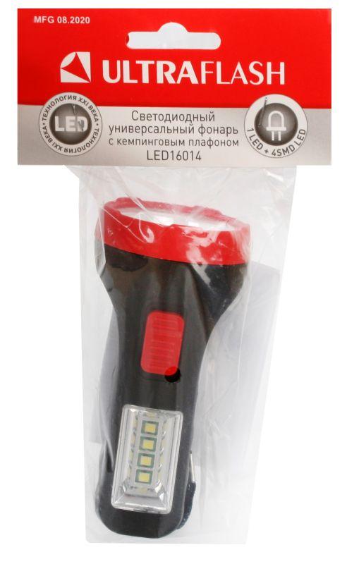 Фонарь LED16014 1 + 4SMD LED 2 реж. 1XR6 пласт блист-пакет Ultraflash 14253 (1381708)