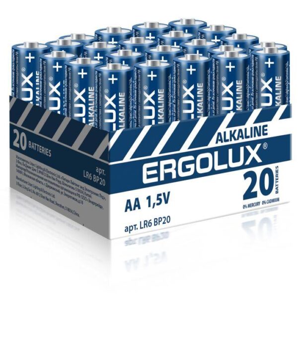 Элемент питания алкалиновый AA/LR6 1.5В Alkaline BP-20 ПРОМО (уп.20шт) Ergolux 14675 (1696503)