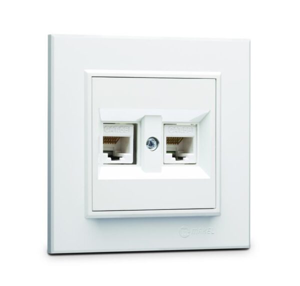 Розетка компьютерная двойн. СП Karea 16А IP20 CAT 5 бел. Makel 56001036 (1589855)