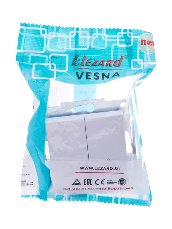 Переключатель проходной 2-кл. СП Vesna механизм бел. LEZARD 742-0288-106 (1633854)