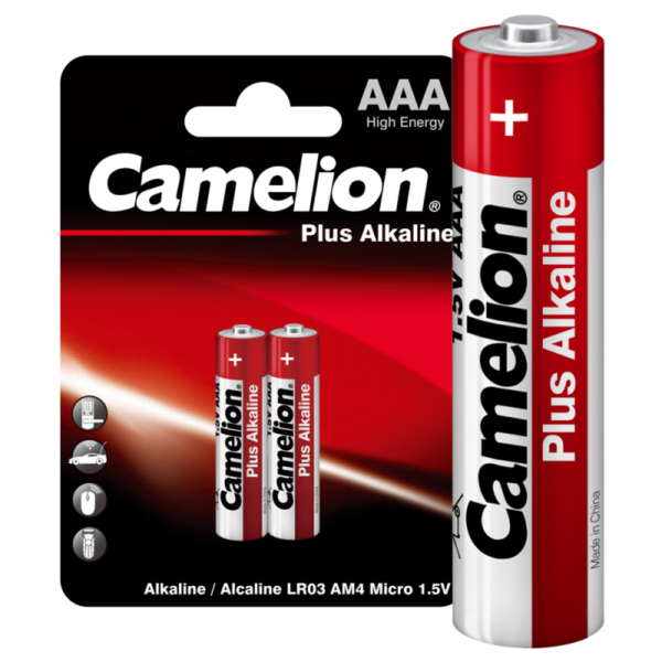 Элемент питания алкалиновый AAA/LR03 1.5В Plus Alkaline LR03-BP2 BL-2 (блист.2шт) Camelion 1651 (197975)