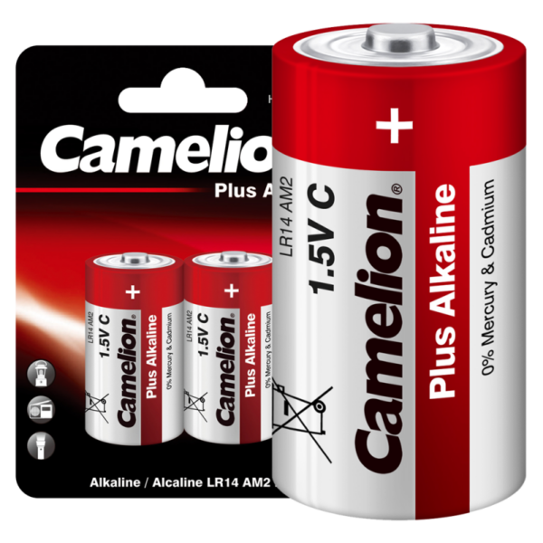 Элемент питания алкалиновый C/LR14 1.5В Plus Alkaline LR14-BP2 BL-2 (блист.2шт) Camelion 1653 (197982)