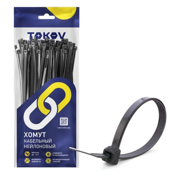 Хомут кабельный нейлоновый черн. 3.6х200 (уп.100шт) TOKOV ELECTRIC TKE-HNS-3.6-200-B/100 (1672343)