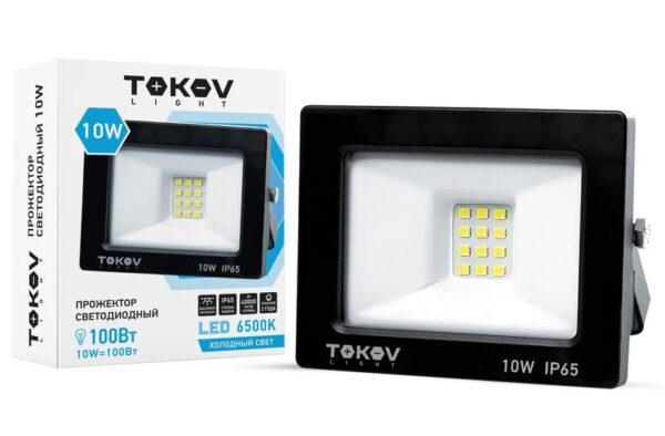 Прожектор светодиодный 10Вт 600лм 6500К IP65 черн. (TKL) TOKOV ELECTRIC TKL-FL/LED-10-6.5K-IP65 (1686631)