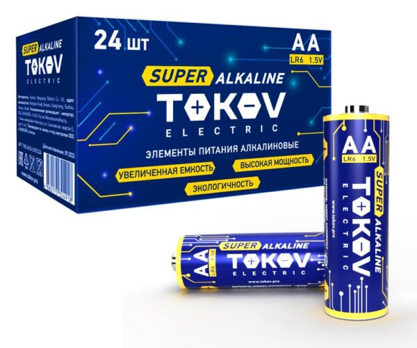 Элемент питания алкалиновый AA/LR6 (уп.24шт) TOKOV ELECTRIC TKE-ALS-LR6/C24 (1698885)