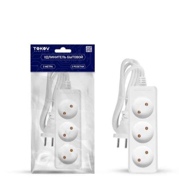 Удлинитель 3х3м без заземл. 10А 2х0.75 TOKOV ELECTRIC TKE-C01-BU3-3-075 (1701088)
