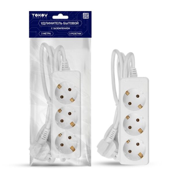 Удлинитель 3х3м с заземл. 16А 3х1 TOKOV ELECTRIC TKE-C01-BU3-3-1-Z (1701102)