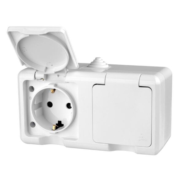 Розетка 2-м ОП Dita 16А IP54 250В с заземл. с крышкой бел. TOKOV ELECTRIC TKL-DT-R2Z-C01-IP54 (1710645)