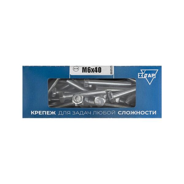 Болт с шестигранной головкой М6х40 DIN 933 оцинк. (уп.50шт) Zitar 105204 (1744541)