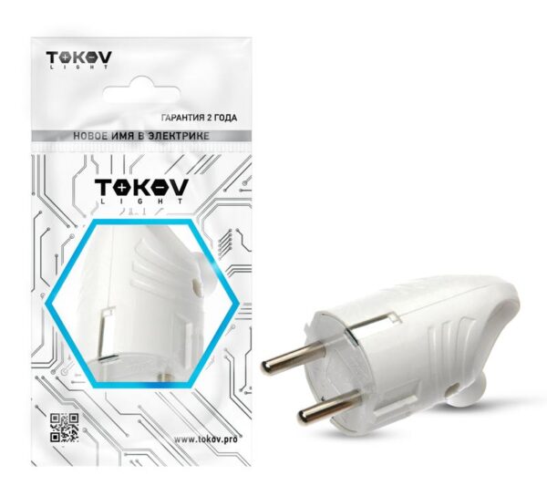 Вилка электрическая с заземл. с кольцом (ушком) 16А 250В IP20 бел. TOKOV ELECTRIC TKL-PLUZR-C01 (1769143)