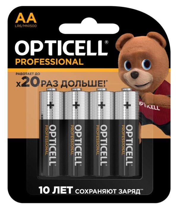Элемент питания алкалиновый AA/LR6 (блист. 4шт) Professional Opticell 5052001/6052001 (1775451)