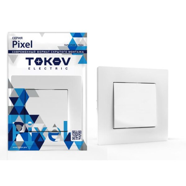 Выключатель 1-кл. СП Pixel 10А IP20 в сборе бел. TOKOV ELECTRIC TKE-PX-V1F-C01 (1791353)