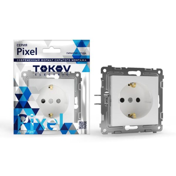 Розетка 1-м СП Pixel 16А IP20 с заземл. механизм бел. TOKOV ELECTRIC TKE-PX-R1Z-C01 (1791365)