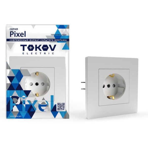 Розетка 1-м СП Pixel 16А IP20 с заземл. защ. шторки в сборе бел. TOKOV ELECTRIC TKE-PX-R1FZSF-C01 (1791366)