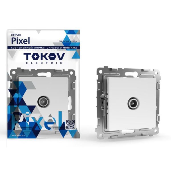 Розетка TV проходная СП Pixel 4DB механизм бел. TOKOV ELECTRIC TKE-PX-A1P-C01 (1791372)