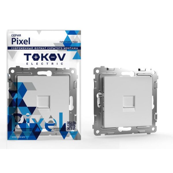 Розетка компьютерная 1-м СП Pixel RJ45 кат.5E механизм бел. TOKOV ELECTRIC TKE-PX-RC1-C01 (1791379)