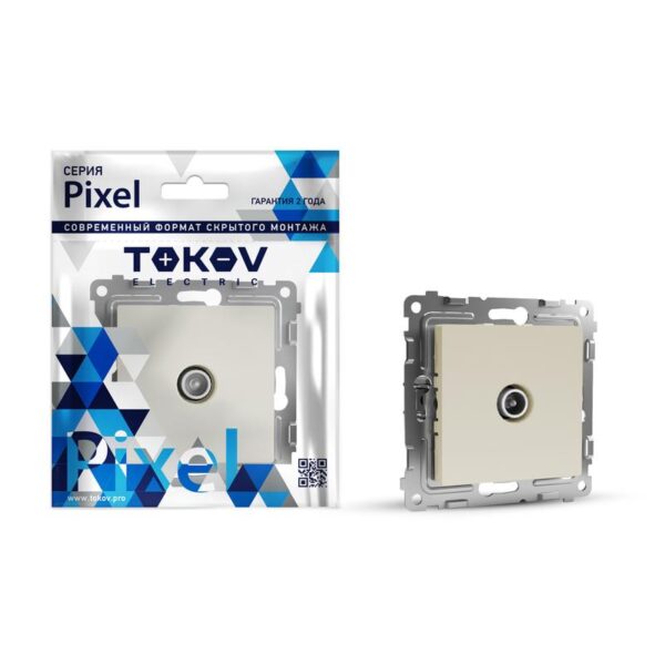 Розетка TV оконечная СП Pixel 1DB механизм беж. TOKOV ELECTRIC TKE-PX-A1O-C02 (1792246)