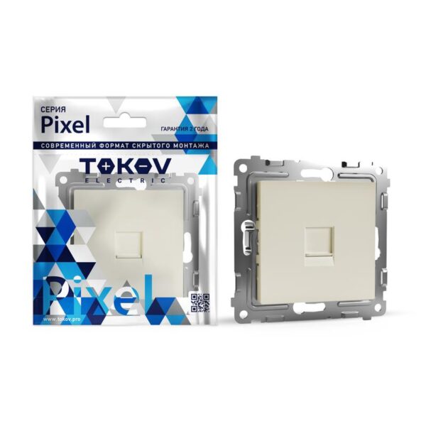 Розетка компьютерная 1-м СП Pixel RJ45 кат.5E механизм беж. TOKOV ELECTRIC TKE-PX-RC1-C02 (1792252)