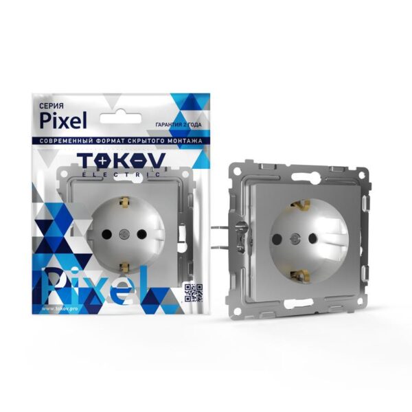 Розетка 1-м СП Pixel 16А IP20 с заземл. защ. шторки механизм алюм. TOKOV ELECTRIC TKE-PX-R1ZSF-C03 (1792269)