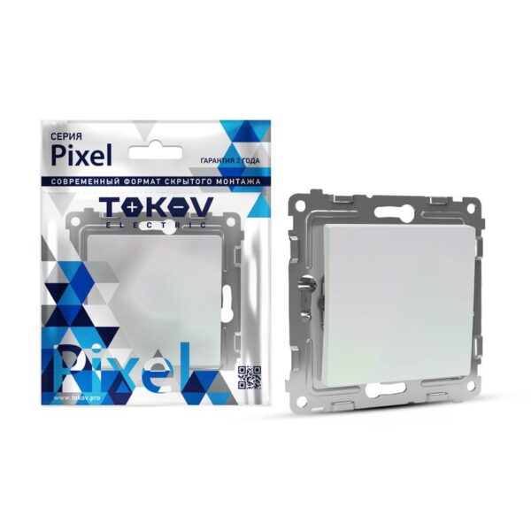 Выключатель 1-кл. СП Pixel 10А IP20 механизм перламутр. TOKOV ELECTRIC TKE-PX-V1-C04 (1792285)