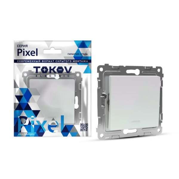 Выключатель 1-кл. СП Pixel 10А IP20 с индикатором механизм перламутр. TOKOV ELECTRIC TKE-PX-V1I-C04 (1792286)
