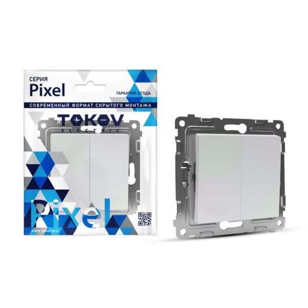 Выключатель 2-кл. СП Pixel 10А IP20 механизм перламутр. TOKOV ELECTRIC TKE-PX-V2-C04 (1792288)