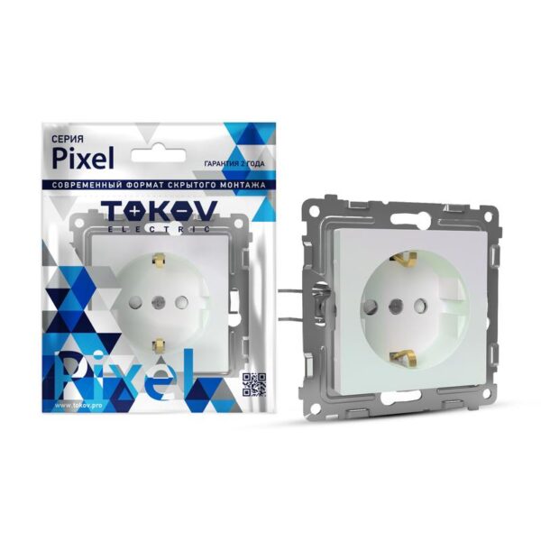 Розетка 1-м СП Pixel 16А IP20 с заземл. защ. шторки механизм перламутр. TOKOV ELECTRIC TKE-PX-R1ZSF-C04 (1792298)