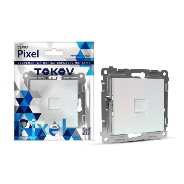 Розетка телефонная 1-м СП Pixel RJ11 механизм перламутр. TOKOV ELECTRIC TKE-PX-RT1-C04 (1792305)