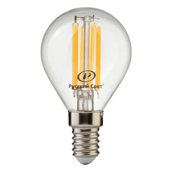 Лампа светодиодная филаментная RS F P45 E14 7W 220-240V 2700К 7Вт 810лм Ra 90 шар Русский Свет 15011245089 (1837337)