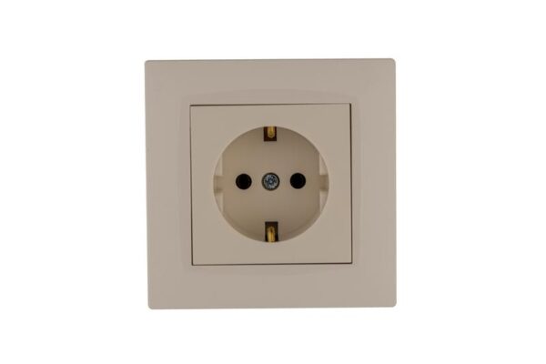 Розетка 1-м Karea RIZZ с заземл. керамика крем Makel 88010008 (1889501)