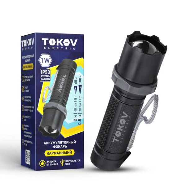 Фонарь аккумуляторный ручной среднего размера корпус черн. TOKOV ELECTRIC TKE-RF-A-07 (1896921)