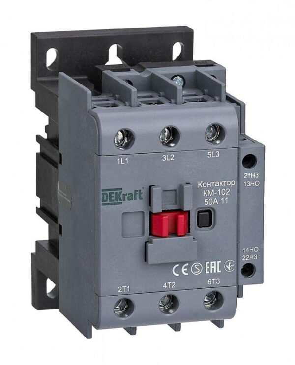 Контактор КМ-102 3п 50А кат. 230В AC 1НО+1НЗ AC-3 AC-4 DEKraft 22007DEK (122798)