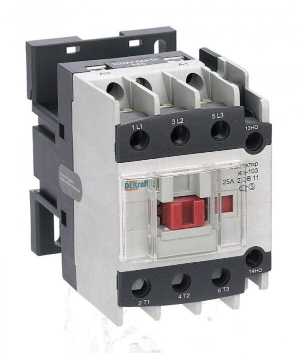 Контактор КМ-103 25А кат. 220В AC 1НО+1НЗ AC-3 DEKraft 22118DEK (293780)