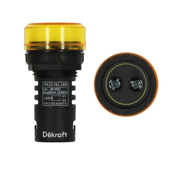 Лампа коммутационная ADDS ЛК-22 d22мм 220В AC/DC желт. LED DEKraft 25120DEK (1113515)