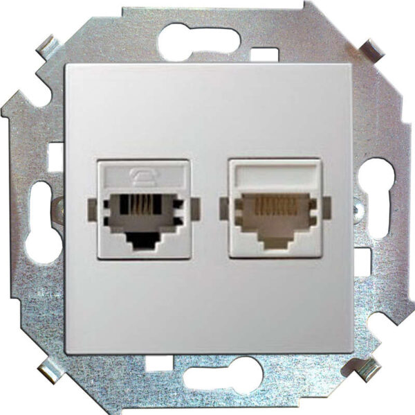 Розетка телефонная 2-м СП Simon 15 RJ11 винтов. зажимы механизм бел. Simon 1591589-030 (262481)