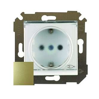 Розетка 1-м СП Simon34 16А IP44 с заземл. защ. шторки с крышкой механизм бронз. Simon 34445-036 (283106)