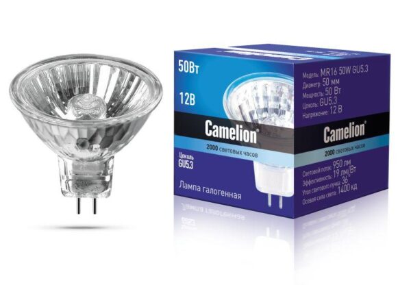 Лампа галогенная MR16 50Вт 12В Camelion 3060 (257667)