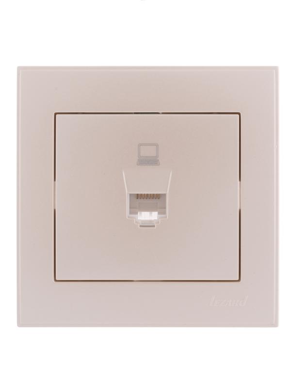 Розетка компьютерная 1-м СП Rain RJ45 жемчуж./бел. перламутр. LEZARD 703-3030-139 (356170)