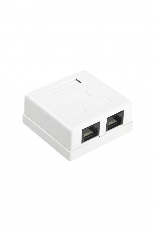 Розетка компьютерная 2-м ОП SB1-2-8P8C-C6-WH RJ45 (8P8C) кат.6 Dual IDC Hyperline 430235 (1356022)