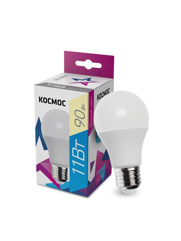 Лампа светодиодная A60 11Вт 3000К E27 220В КОСМОС LkecLED11wA60E2730 (441265)