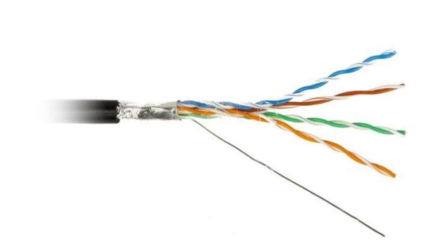Кабель витая пара F/UTP кат.5E 4х2х24AWG solid PE Outdoor FUTP4-C5E-S24-OUT-PE-BK-500 черн. (м) Hyperline 49110 (291293)