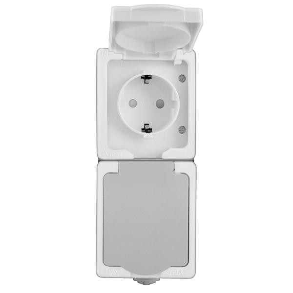 Розетка 2-м Аллегро верт. с заземл. защ. шторки с крышкой IP54 сер. UNIVersal 1275 (496677)