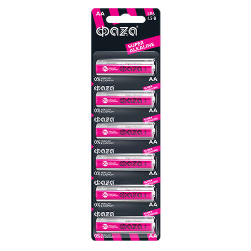 Элемент питания алкалиновый AA/LR6 1.5В Super Alkaline BL-6 (уп.6шт) ФАZА 5002043 (502324)