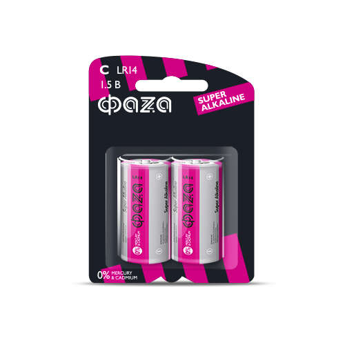 Элемент питания алкалиновый C/LR14 1.5В Super Alkaline BL-2 (уп.2шт) ФАZА 2858504 (502334)
