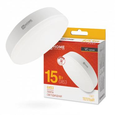 Лампа светодиодная LED-GX53-VC 15Вт таблетка 3000К тепл. бел. GX53 1430лм 230В IN HOME 4690612020815 (530142)