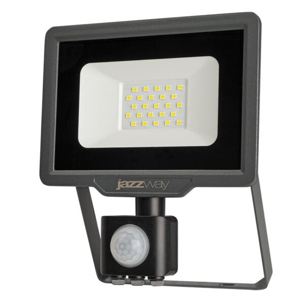 Прожектор светодиодный PFL-C3 SENSOR 20Вт 6500К IP65 ДО закален. прозр. стекло датчик движения инфракрасный Pro JazzWay 5026926A (558643)