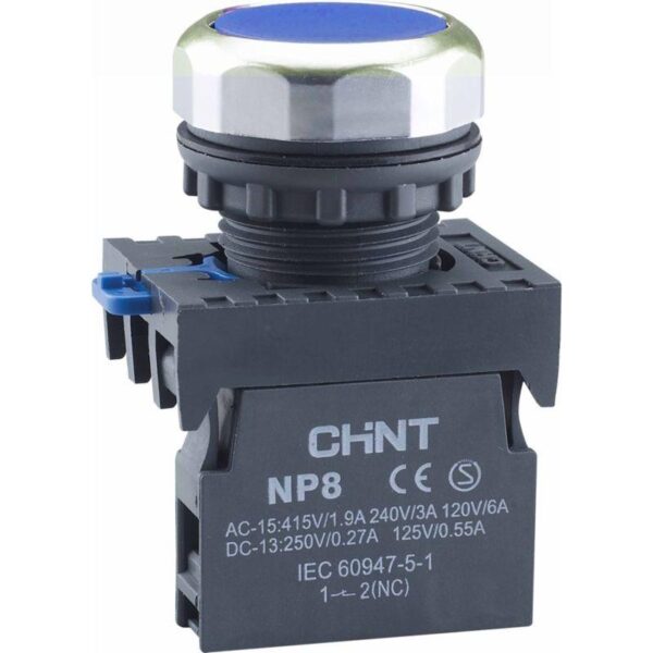 Кнопка управления NP8-10BN/6 без подсветки син. 1НО IP65 (R) CHINT 578645 (1612135)